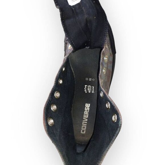 Converse Womens Sz 7 Chuck Taylor AllStar Black Wedge Irridescent High Tops Y2K - Picture 10 of 10